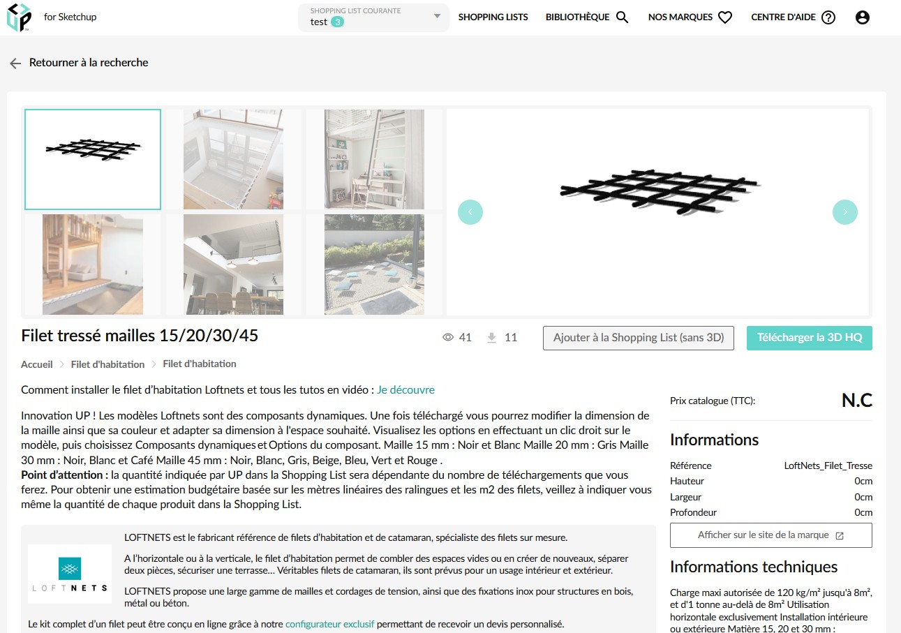LOFTNETS est sur UP for SketchUp