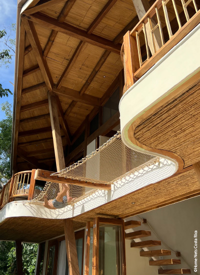 Filet d'habitation beige 45 mm sur balcon au Costa Rica