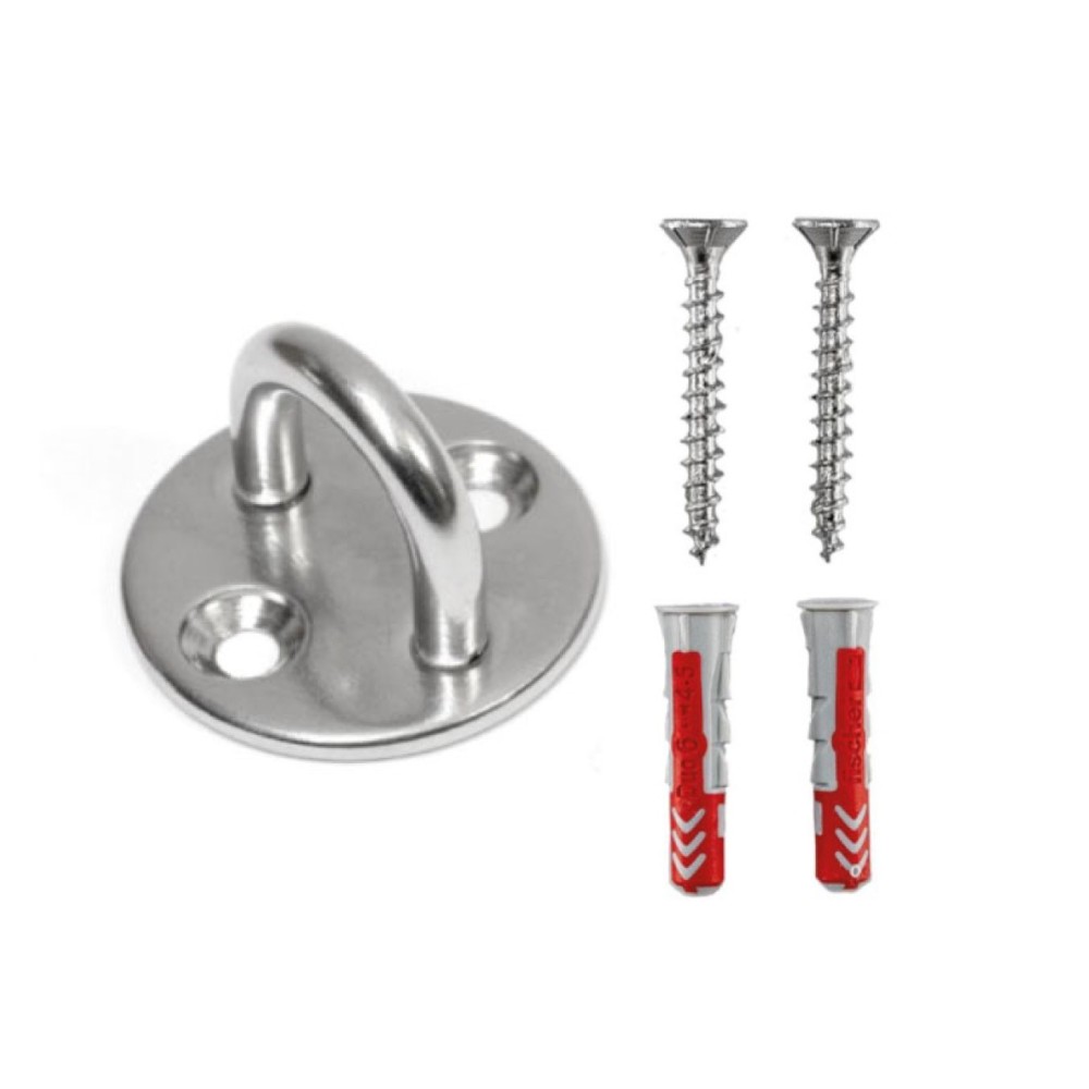 Pontet sur platine inox A4 avec vis 4,5x35 mm + chevilles 6x30 mm