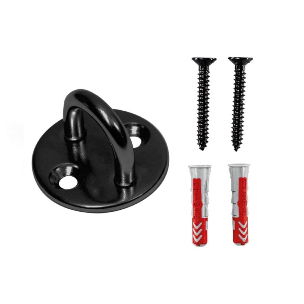 Piastrina con occhiello inox A4 nero avec vis 4,5x35 mm + chevilles 6x30 mm