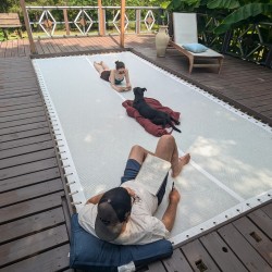 Weiße technische Leinwand 15 m² für die Terrasse