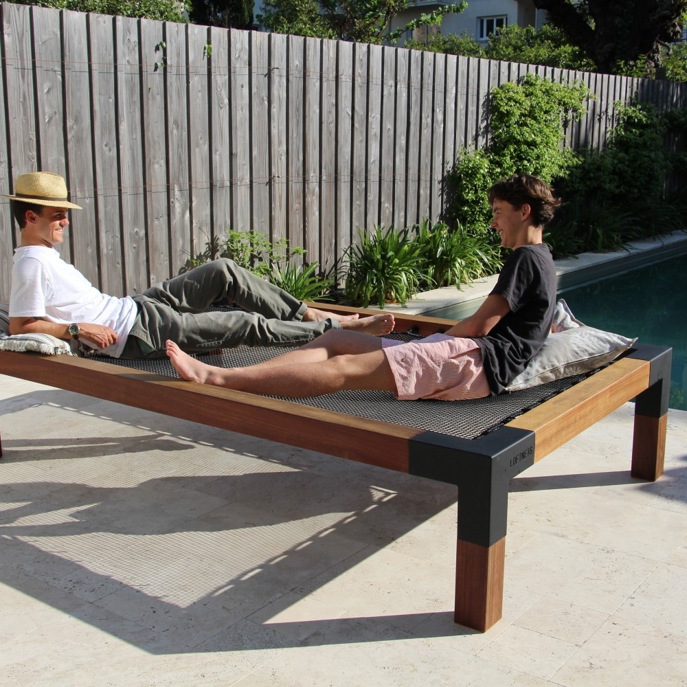Double Sunbed in Catamaran Netting and Padauk Wood - LOFTNETS