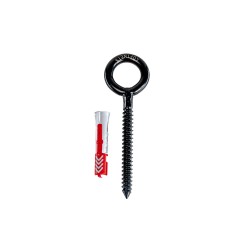 8x80 mm A4 black stainless steel eye screw with 10x50 mm wall plug