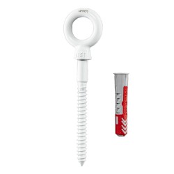 Gancio ad occhiello 10x100 mm inox A4 premium bianco avec cheville 12x60 mm