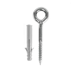12x120 mm galvanized steel eye screw with 14x100 mm wall plug