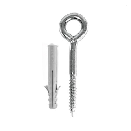 12x120 mm galvanized steel eye screw with wall plug