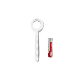 Piton 8x80 mm inox A4 blanc avec cheville 10x50 mm