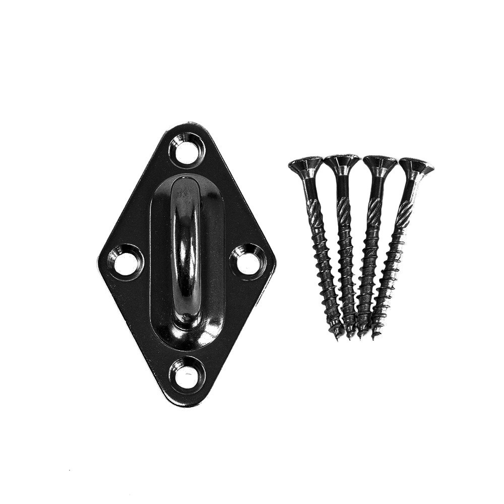 Platine ancrage bois inox A4 noir avec vis 5x50 mm noires