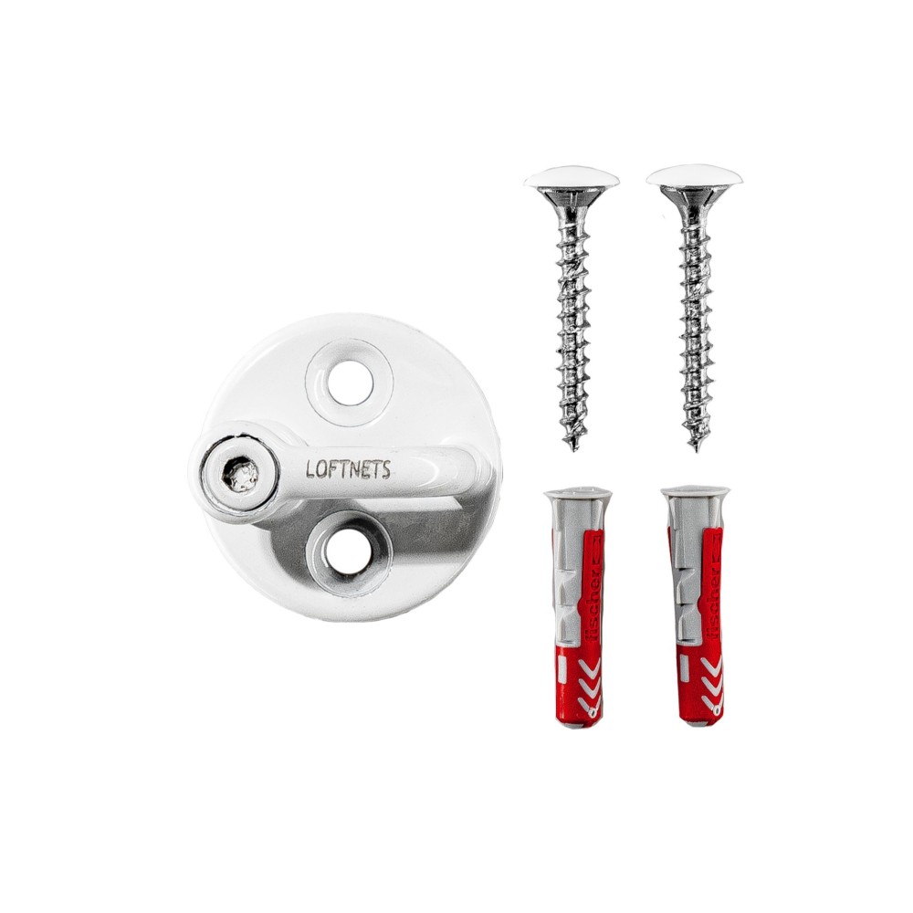 Grillo con piastrina inox A4 bianco avec vis 4,5x35 mm + chevilles 6x30 mm