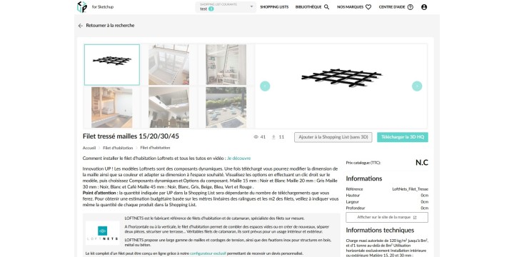 LOFTNETS ist bei UP for SketchUp dabei