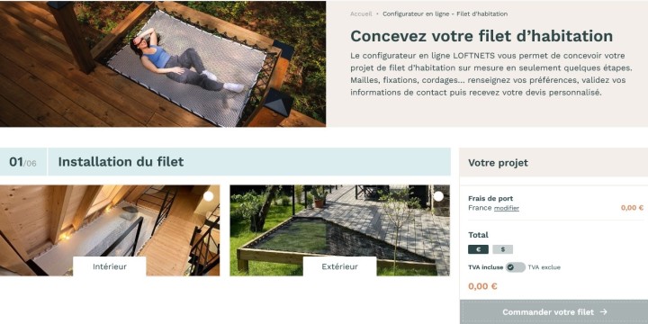 configurateur en ligne des filets LOFTNETS