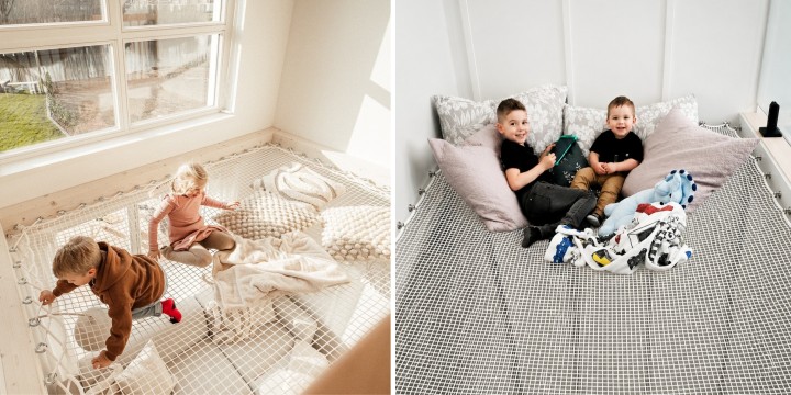 Comparatif du filet d'habitation LOFTNETS avec et sans laçage 