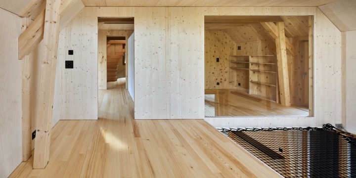 Projet f'architecture LukasLenherr Architektur Six Frames Zurich avec Filets LOFTNETS