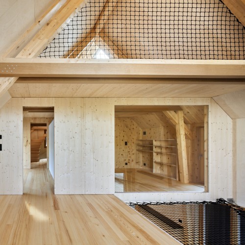 Projet f'architecture LukasLenherr Architektur Six Frames Zurich avec Filets LOFTNETS