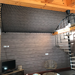 black catamaran net above a living room