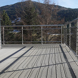 Guardrail on wooden terrace