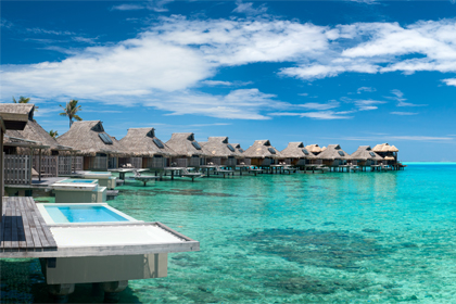 Netz Holzterrasse Luxushotel Hilton in Bora Bora