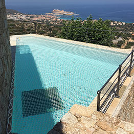 outdoor net over a swimming pool
